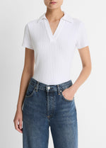 Ribbed Cotton-Blend Polo Shirt - US 8349