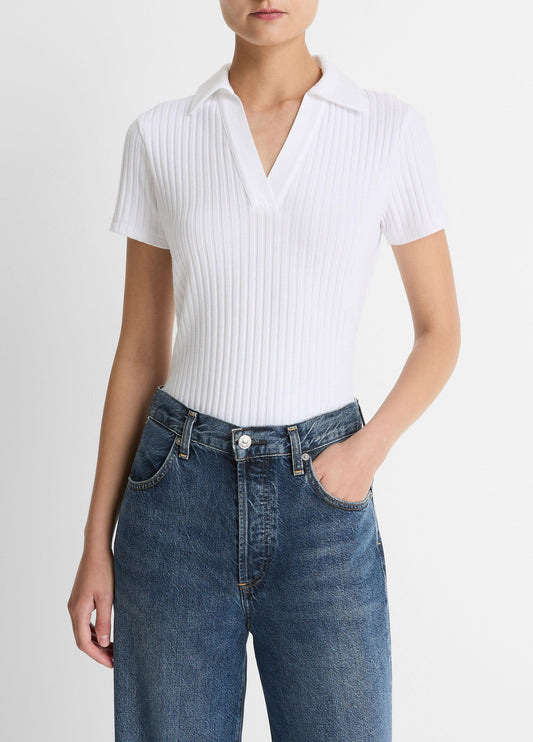 Ribbed Cotton-Blend Polo Shirt - US 8349