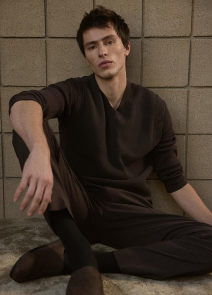 Ribbed Cotton Henley - US 6054