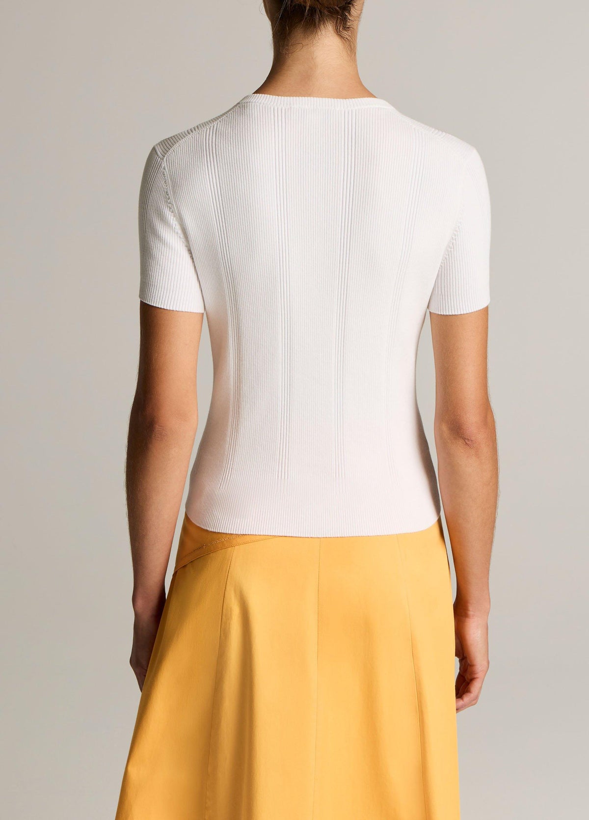 Ribbed Cotton Short-Sleeve Cardigan - US 4210