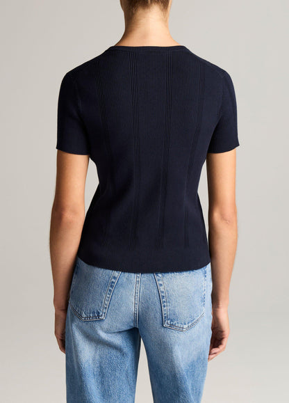 Ribbed Cotton Short-Sleeve Cardigan - US 4675
