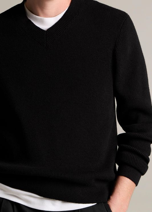 Ribbed Italian Cotton-Blend V-Neck Sweater - US 2486