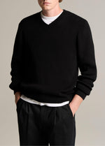 Ribbed Italian Cotton-Blend V-Neck Sweater - US 2486