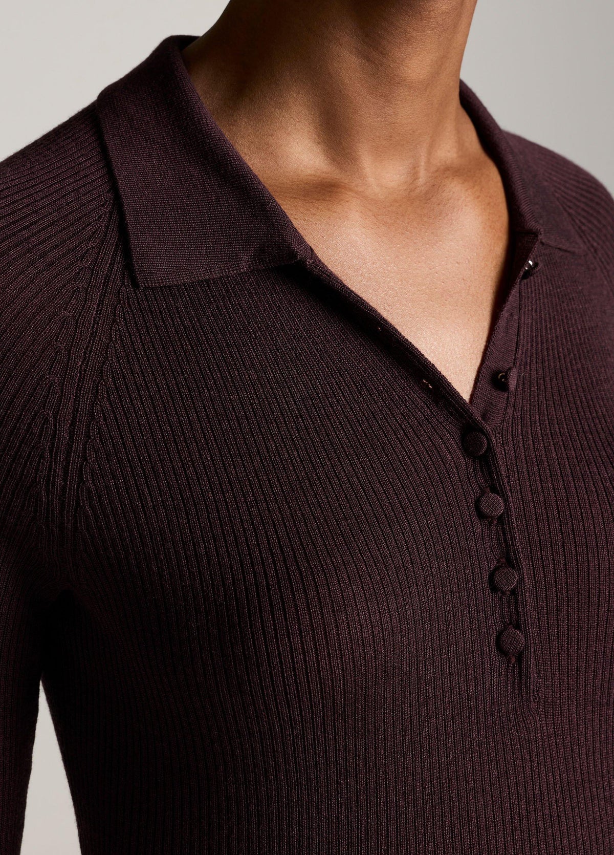 Ribbed Italian Wool-Silk Polo Sweater - US 6462