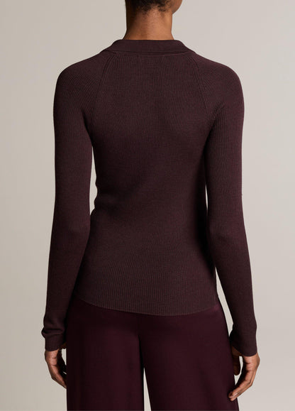 Ribbed Italian Wool-Silk Polo Sweater - US 6462