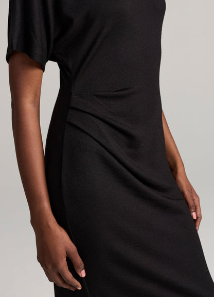 Ruched-Side Knit Short-Sleeve Dress - US 6574