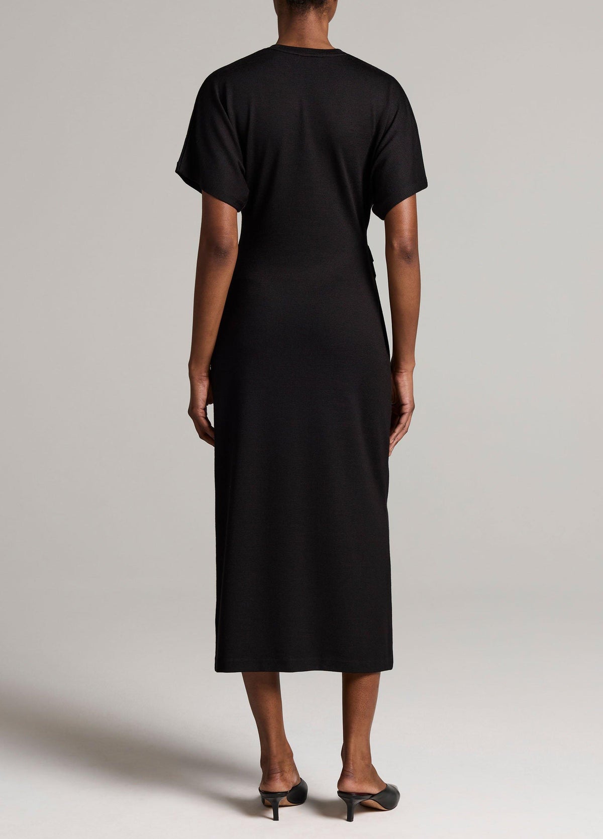 Ruched-Side Knit Short-Sleeve Dress - US 6574