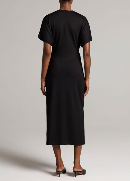 Ruched-Side Knit Short-Sleeve Dress - US 6574