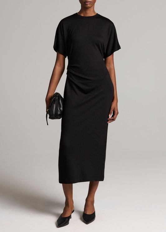 Ruched-Side Knit Short-Sleeve Dress - US 6574