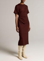 Ruched-Side Knit Short-Sleeve Dress - US 3331