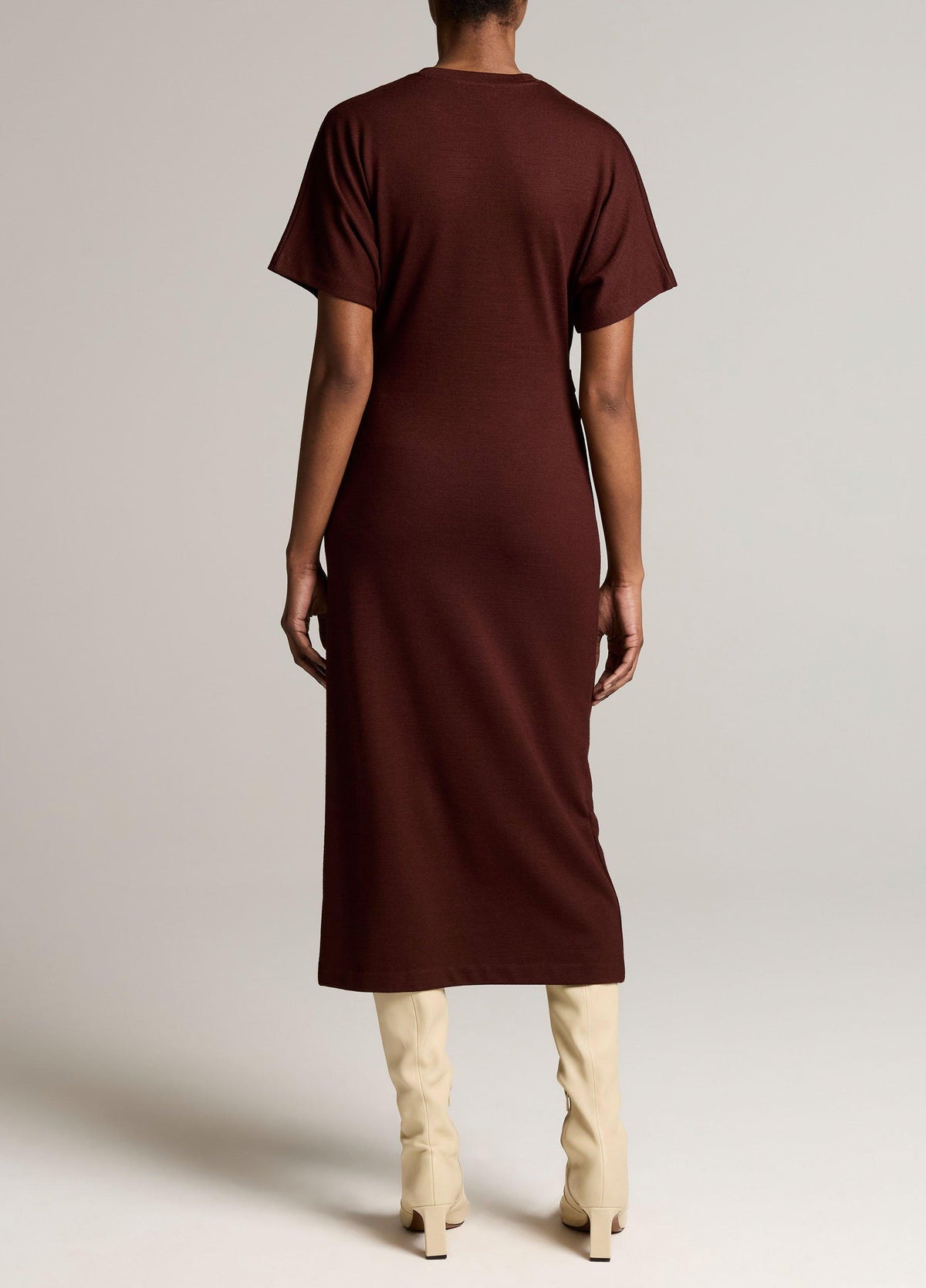 Ruched-Side Knit Short-Sleeve Dress - US 3331