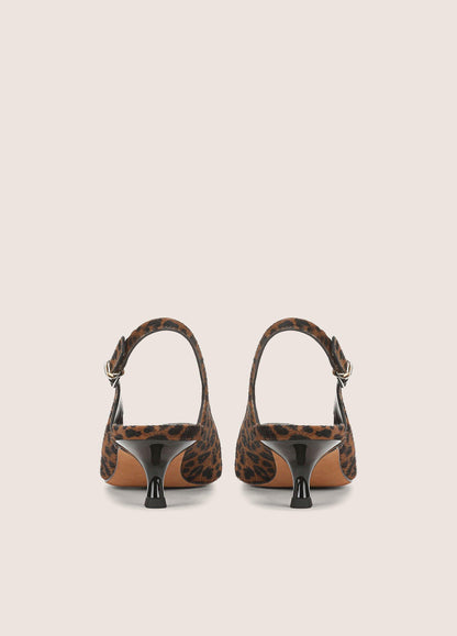 Sabra Leopard-Print Calf Hair Slingback Heel - US 8080