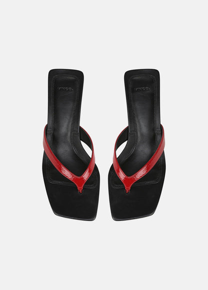 San Juan Patent Leather Heeled Thong Sandal - US 6066