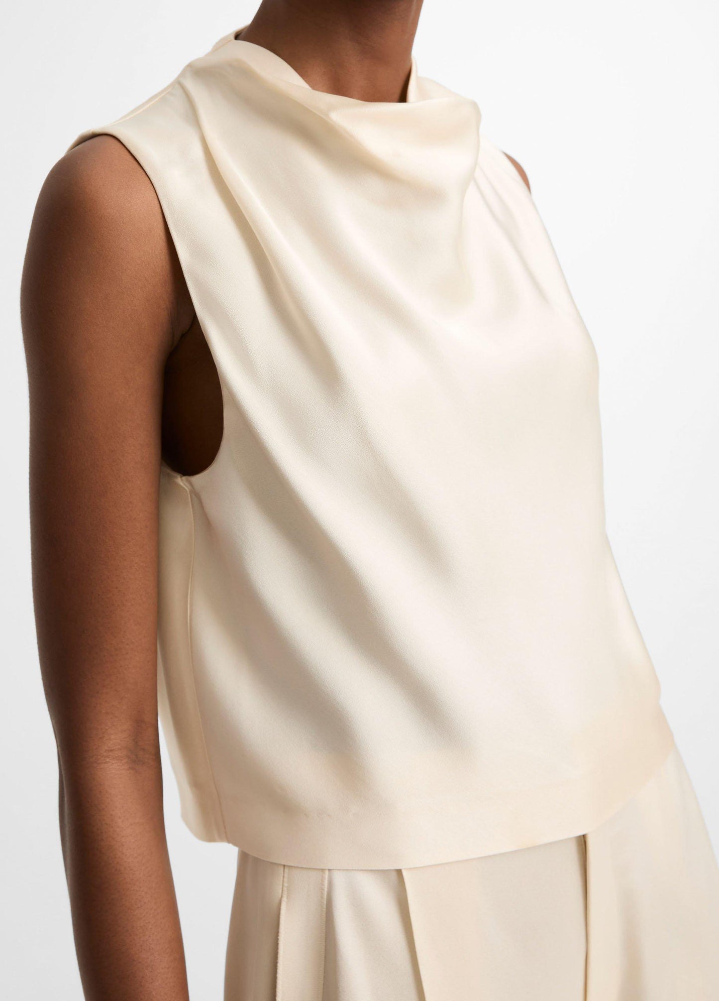 Satin Cropped Cowl-Neck Top - US 5309