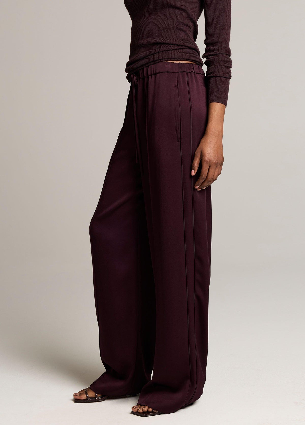 Satin Mid-Rise Drawstring Pant - US 2875