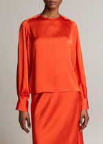 Satin Tie-Neck Raglan Top - US 9105