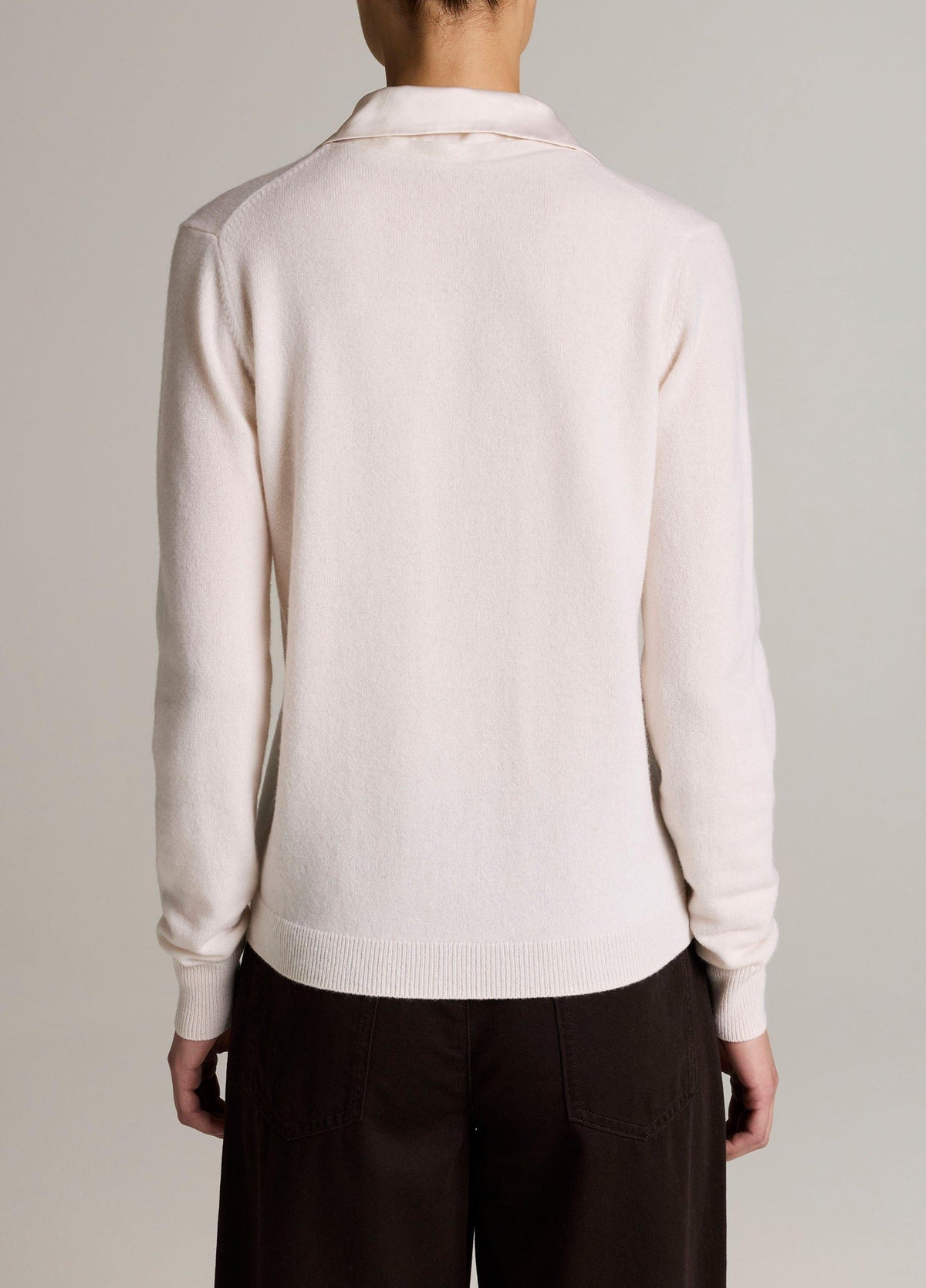 Satin-Trimmed Cashmere Collared Cardigan - US 0093