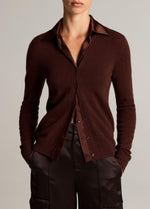 Satin-Trimmed Cashmere Collared Cardigan - US 8569
