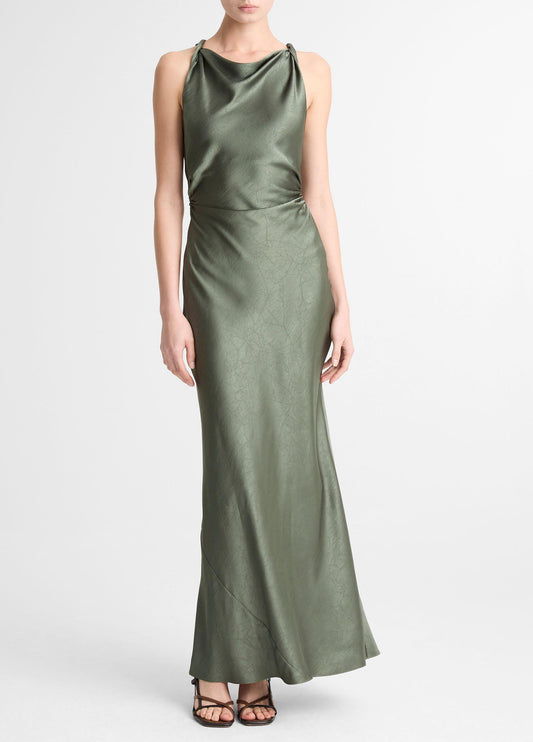 Satin Twist-Shoulder Dress - US 3520