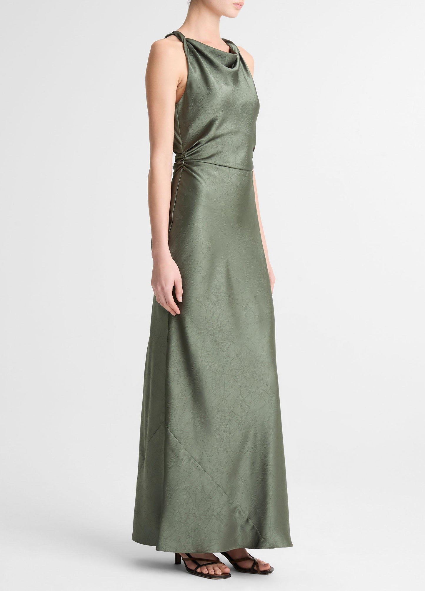 Satin Twist-Shoulder Dress - US 3520