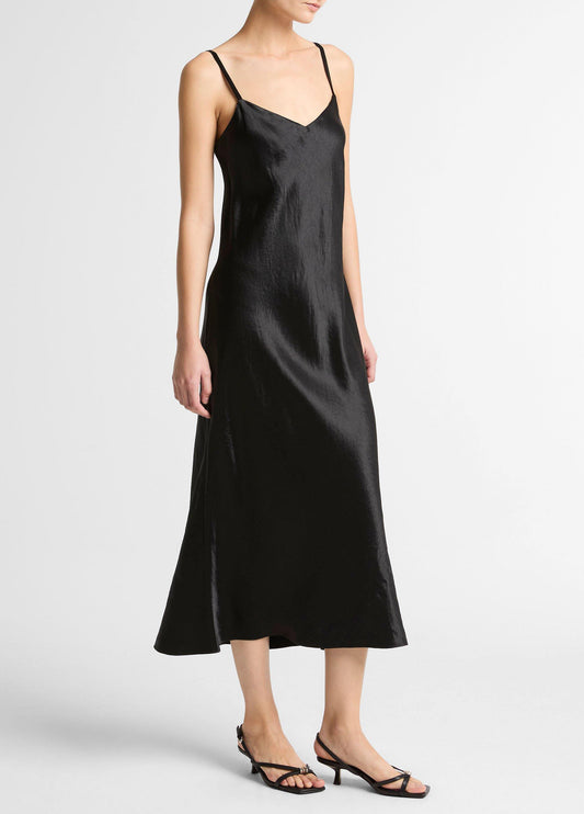 Satin V-Neck Slip Dress - US 2122