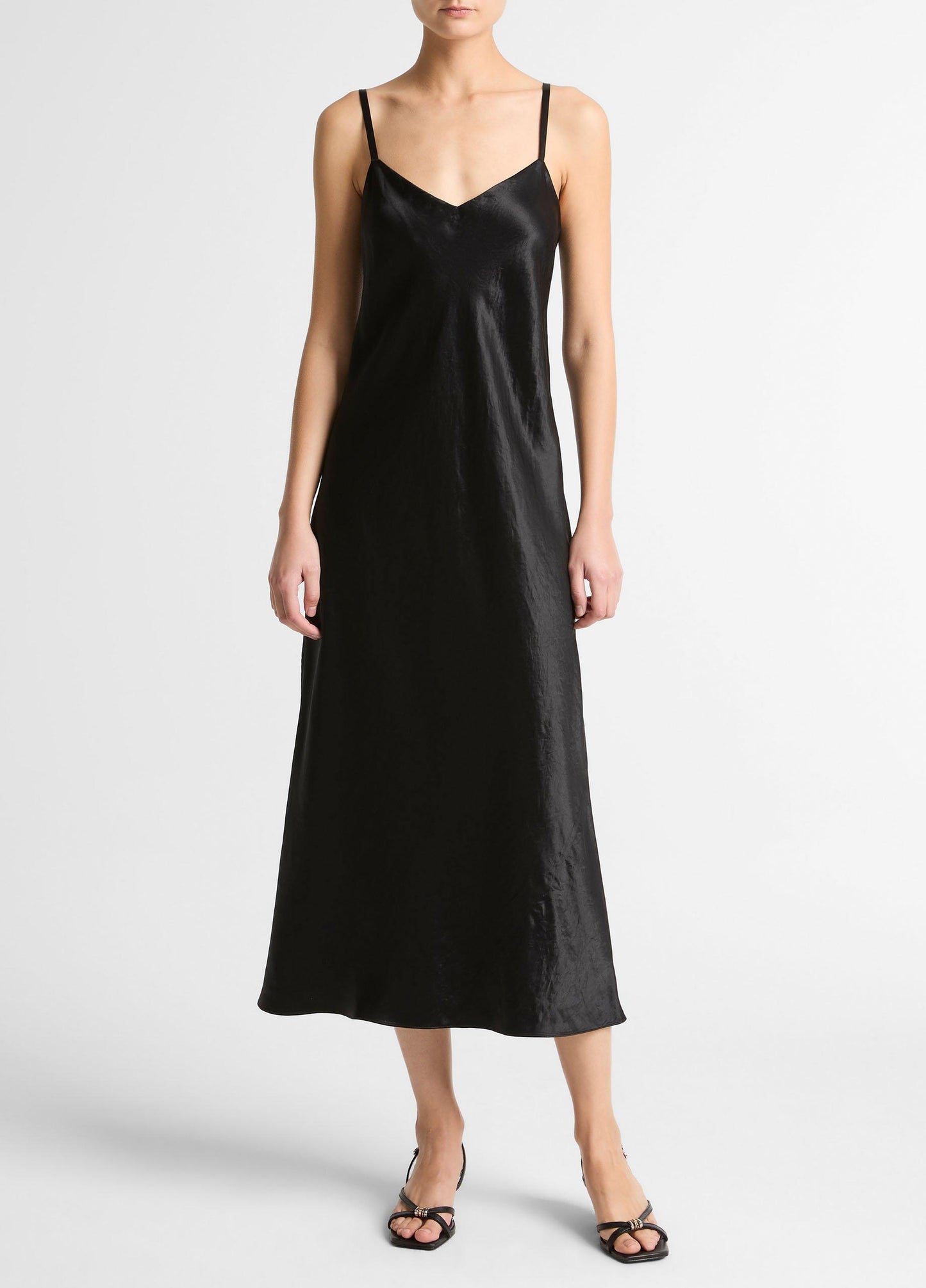 Satin V-Neck Slip Dress - US 2122