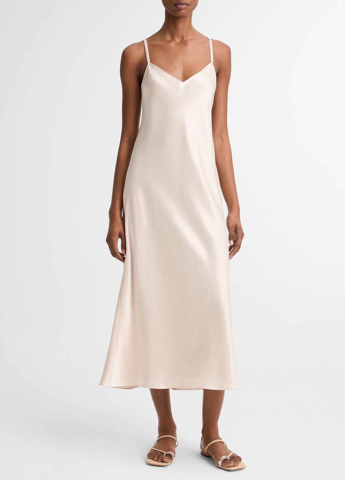 Satin V-Neck Slip Dress - US 8312