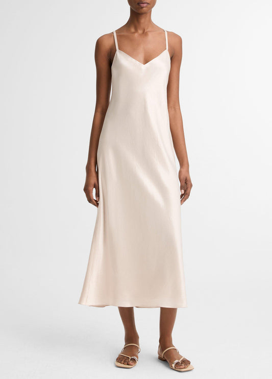 Satin V-Neck Slip Dress - US 8312