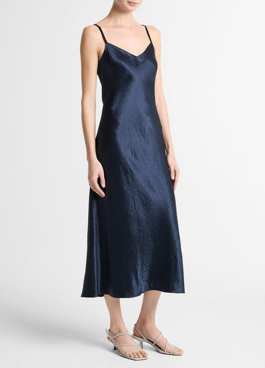Satin V-Neck Slip Dress - US 8361