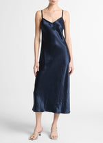 Satin V-Neck Slip Dress - US 8361