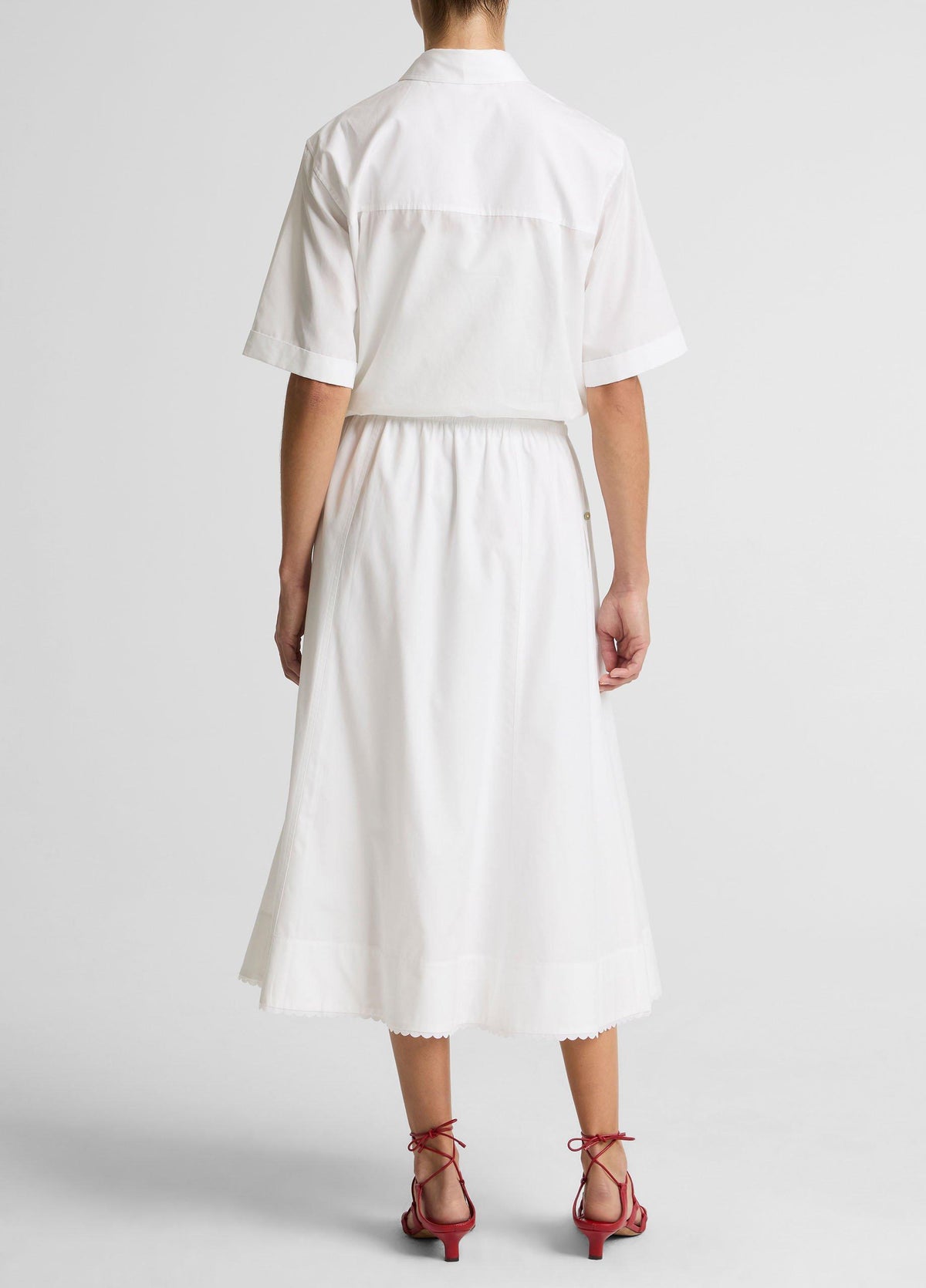 Scallop-Detail Cotton Midi Skirt - US 6463