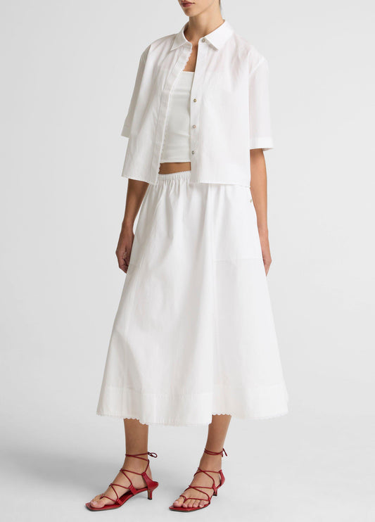 Scallop-Detail Cotton Midi Skirt - US 6463