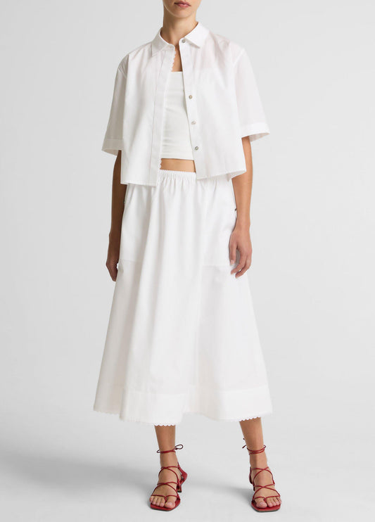 Scallop-Detail Cotton Midi Skirt - US 6463