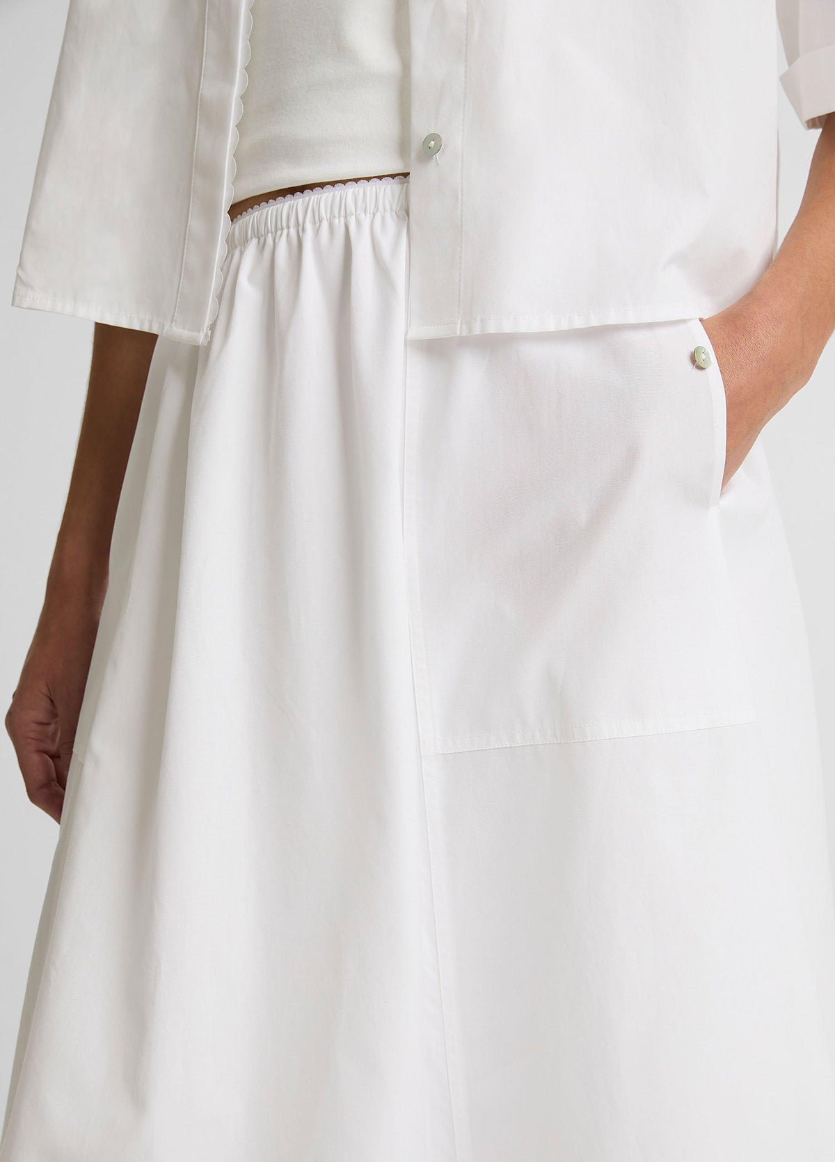 Scallop-Detail Cotton Midi Skirt - US 6463