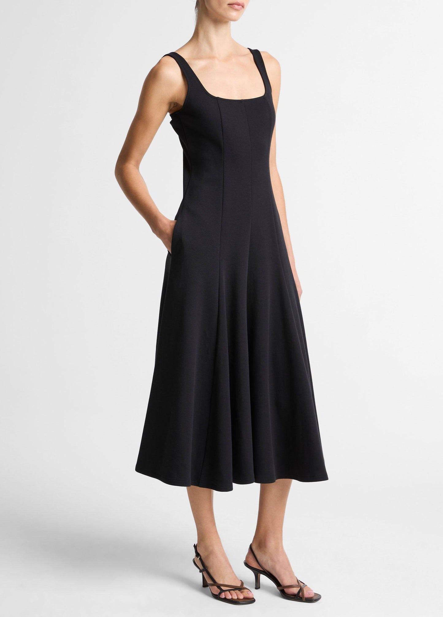 Seamed Cotton-Blend Square-Neck Dress - US 7257