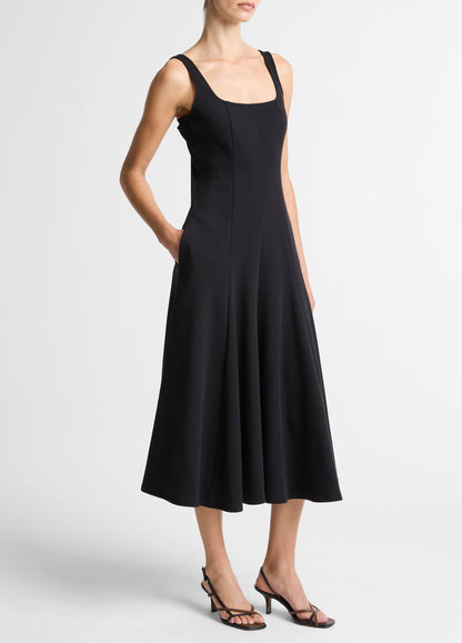 Seamed Cotton-Blend Square-Neck Dress - US 7257