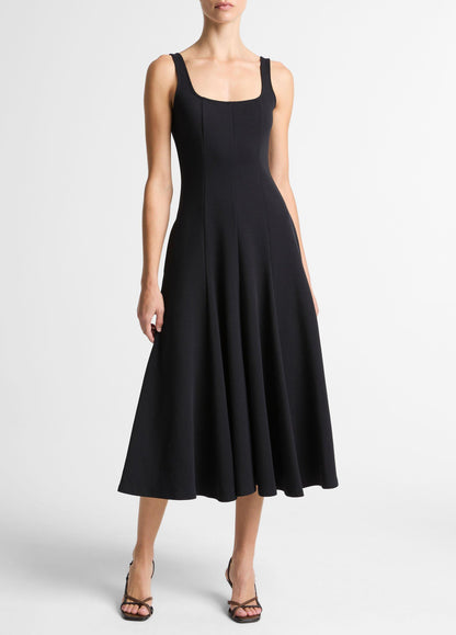 Seamed Cotton-Blend Square-Neck Dress - US 7257