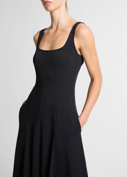 Seamed Cotton-Blend Square-Neck Dress - US 7257