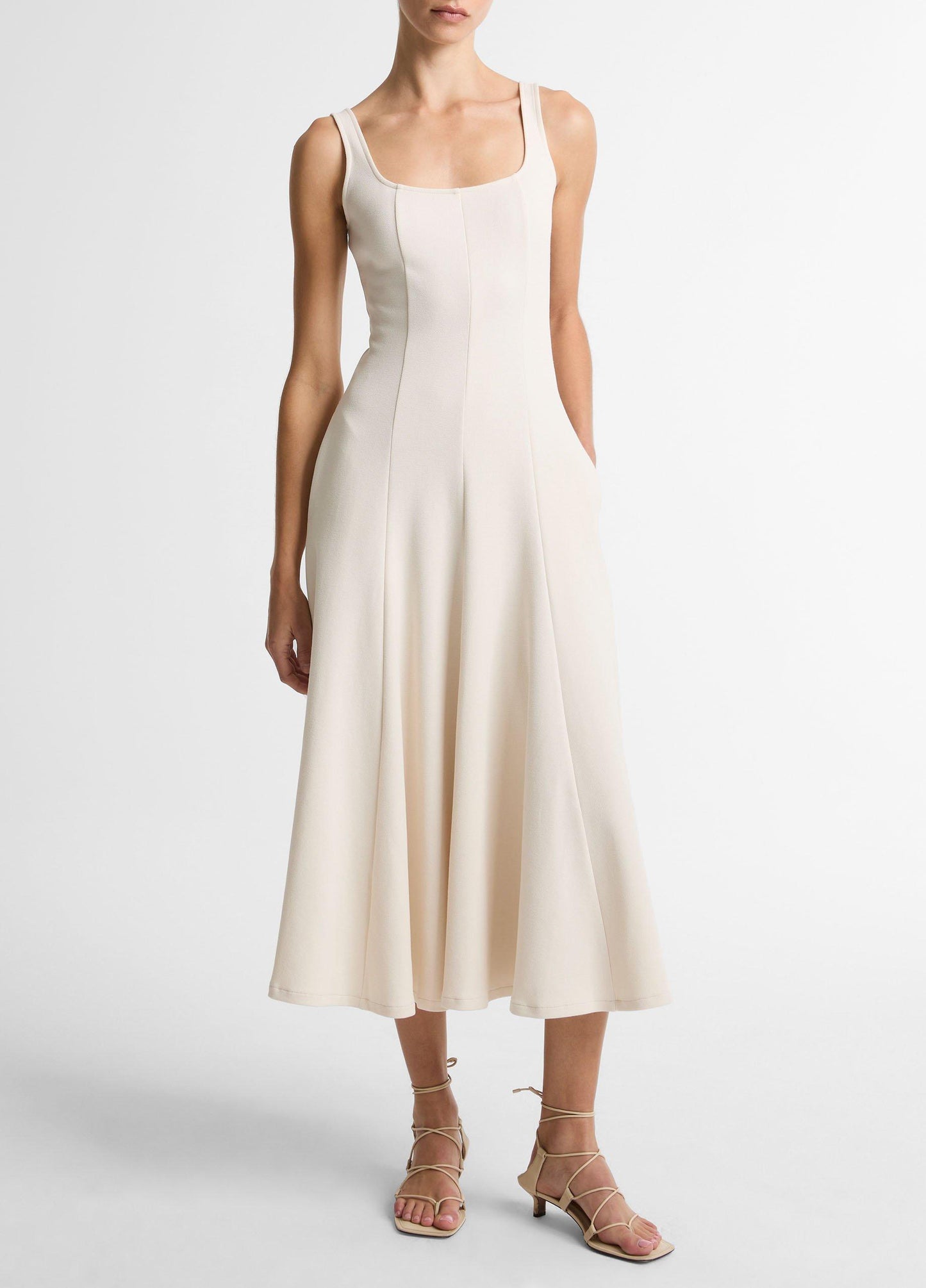 Seamed Cotton-Blend Square-Neck Dress - US 7004