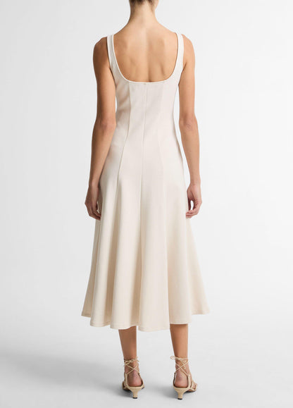 Seamed Cotton-Blend Square-Neck Dress - US 7004
