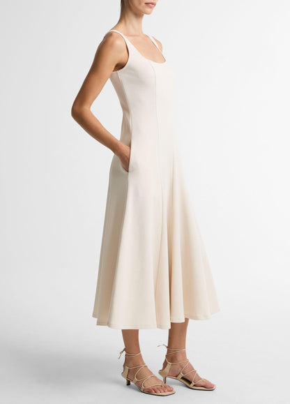 Seamed Cotton-Blend Square-Neck Dress - US 7004