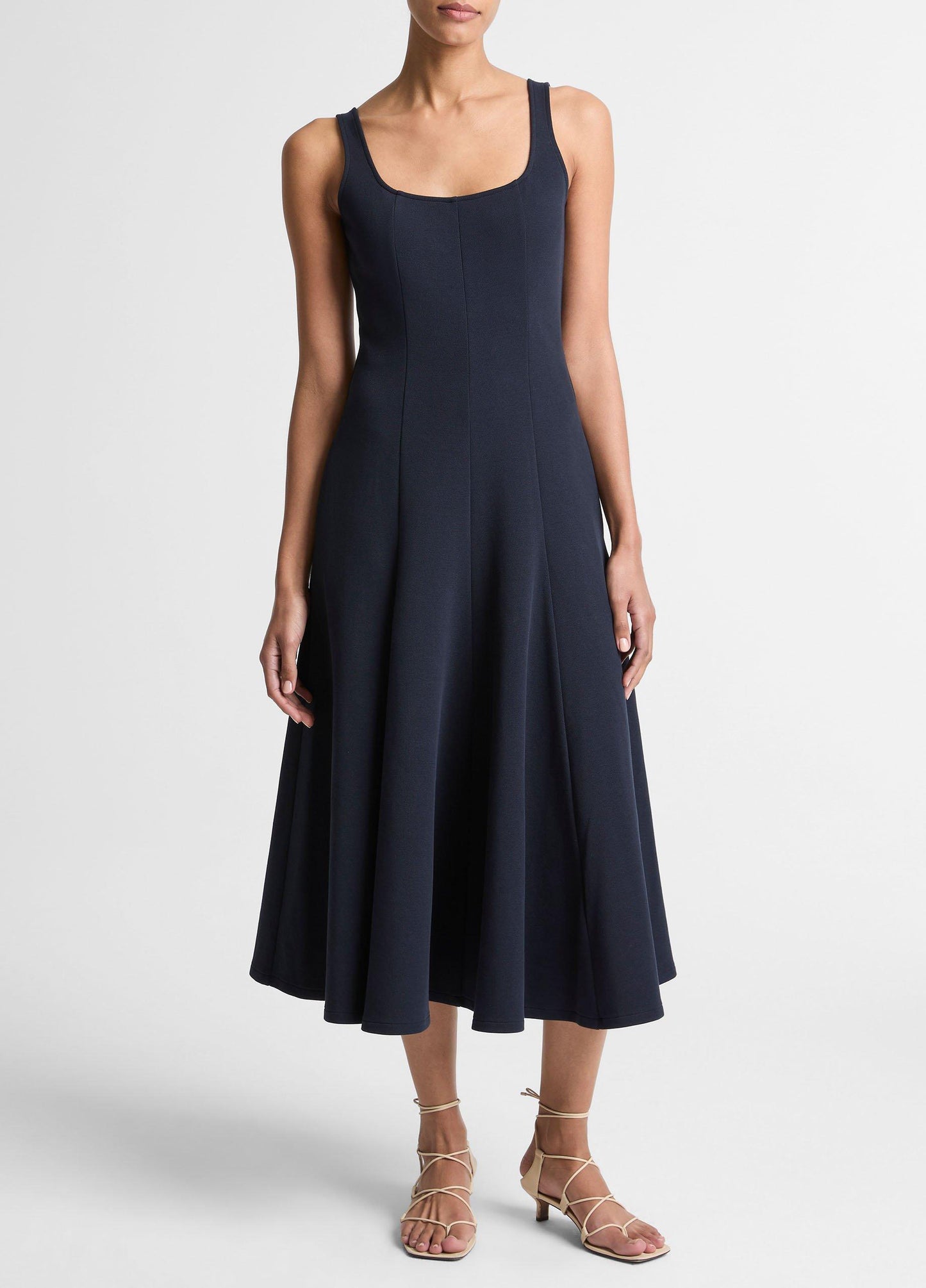 Seamed Cotton-Blend Square-Neck Dress - US 5349