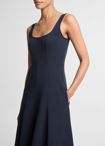 Seamed Cotton-Blend Square-Neck Dress - US 5349