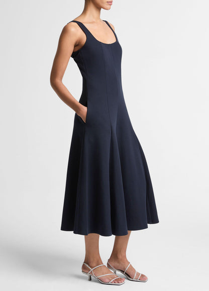Seamed Cotton-Blend Square-Neck Dress - US 5349