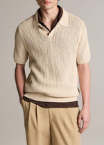 Seed-Stitch Rib Cotton Polo Sweater - US 5216