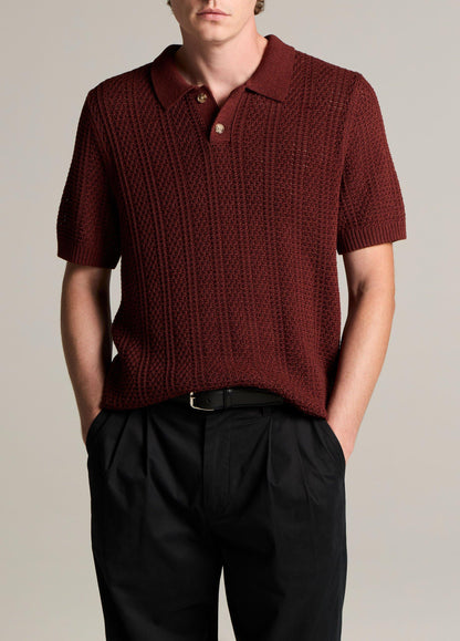 Seed-Stitch Rib Cotton Polo Sweater - US 1417