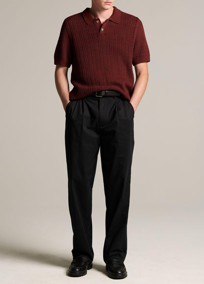 Seed-Stitch Rib Cotton Polo Sweater - US 1417