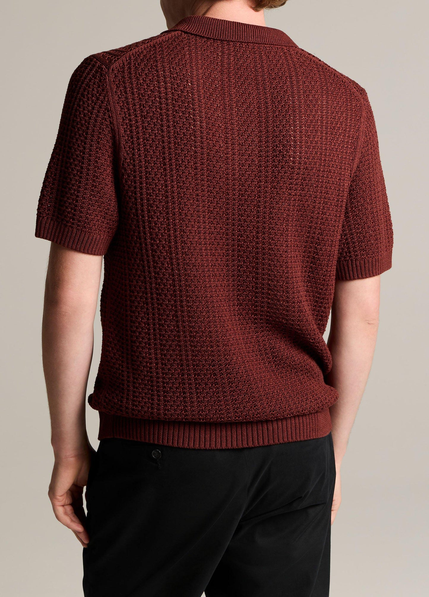 Seed-Stitch Rib Cotton Polo Sweater - US 1417