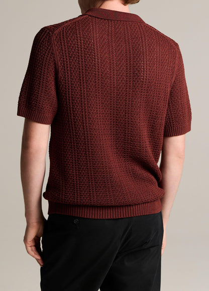 Seed-Stitch Rib Cotton Polo Sweater - US 1417