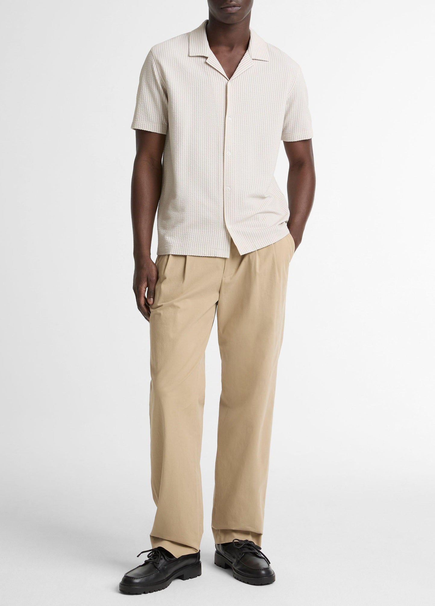 Seersucker Stripe Stretch-Cotton Cabana Shirt - US 3572